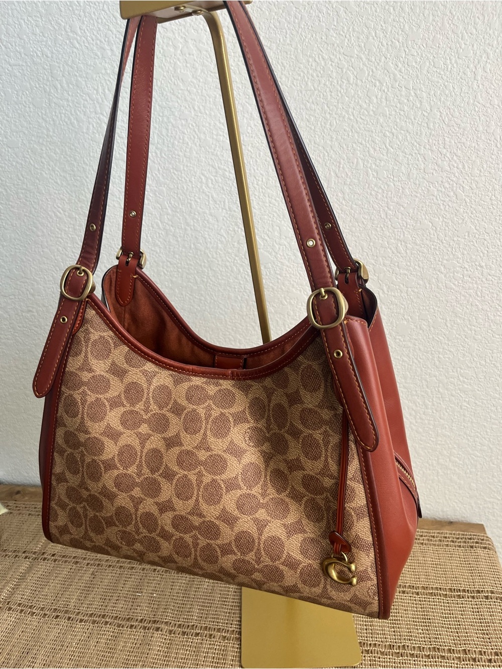 COACH Lori Shoulder Bag Signature Canvas C4825 Tan Rust New Without Tags